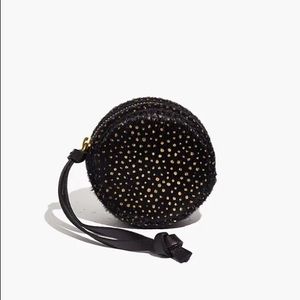 NWT Earbud Circle Pouch Metallic Dot Calf Hair